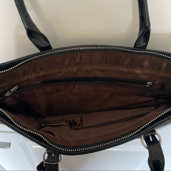 NWOT Heshe Leather Handbag/Tote/Purse BLACK - Picture 6 of 10